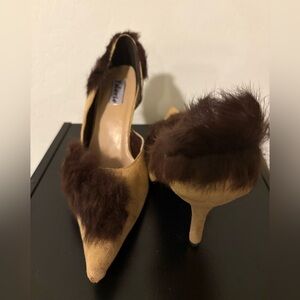 Brown Fur-Trimmed Heels